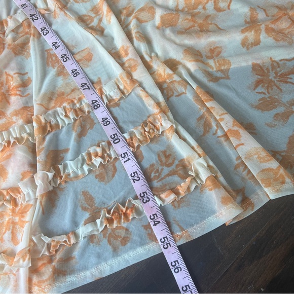 Free People It’s Fate MIDI Floral Print Dress Yellow Custard Combo Size Large - Picture 16 of 16